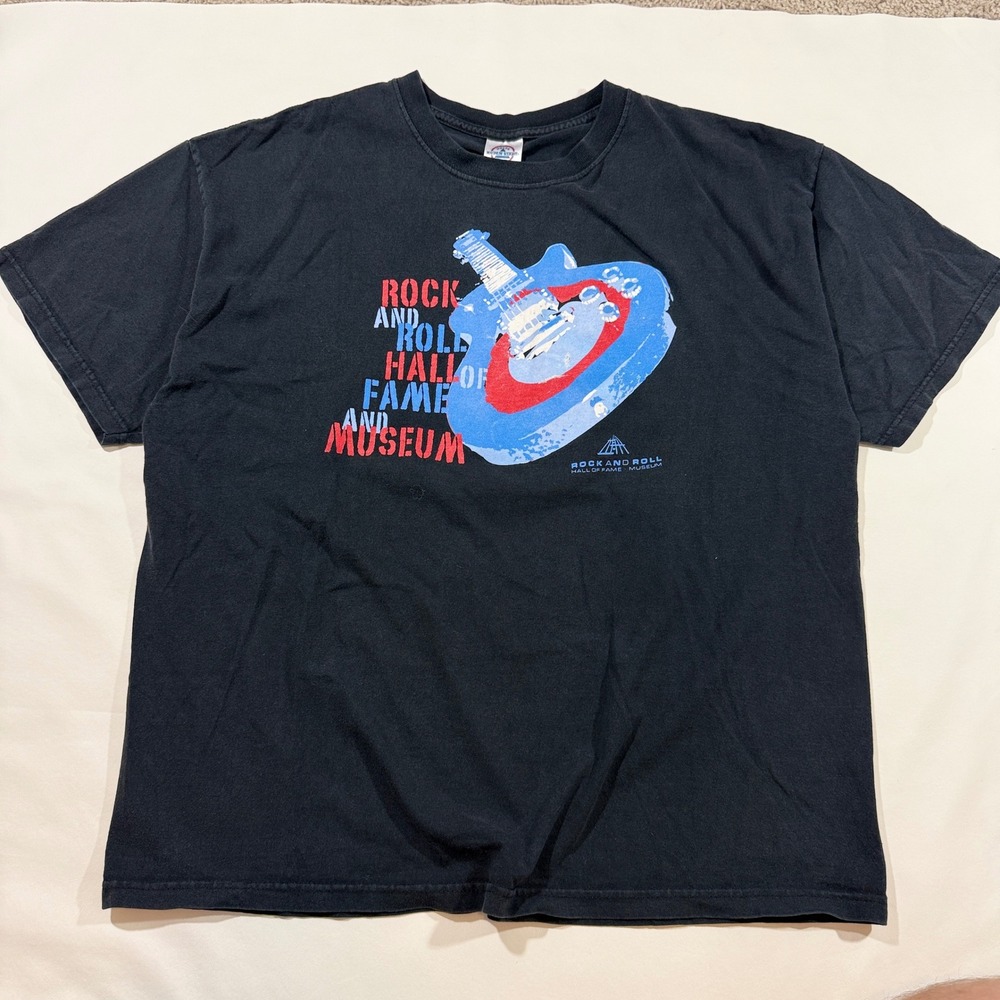 Delta Rock and Roll Hall of Fame T-Shirt Men XL Black Electric Guitar Graphic